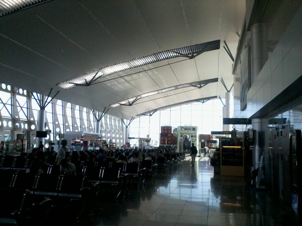 Da Nang airport domestic terminal in an archival photograph, not current pickup signage.