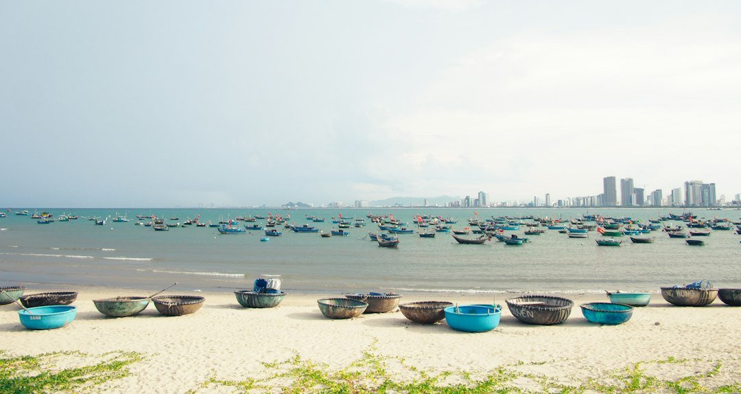 Beach and coastal skyline in Da Nang
