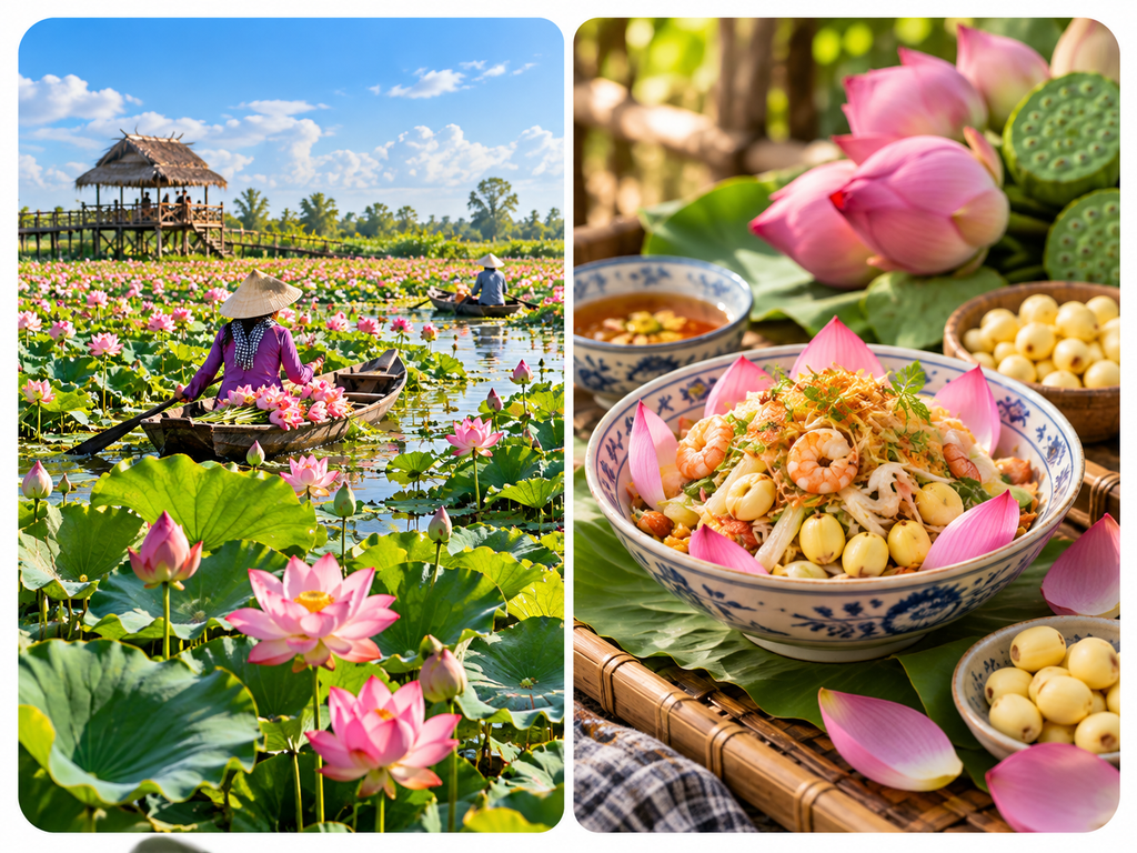 Illustrated Dong Thap lotus countryside and food