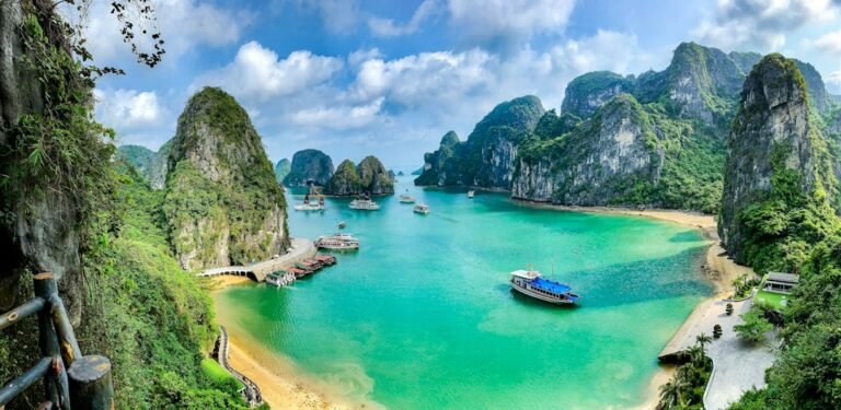 Ha Long Bay limestone islands and calm water in northern Vietnam