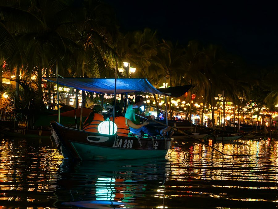 Hoi An river scene illuminated by lanterns at night